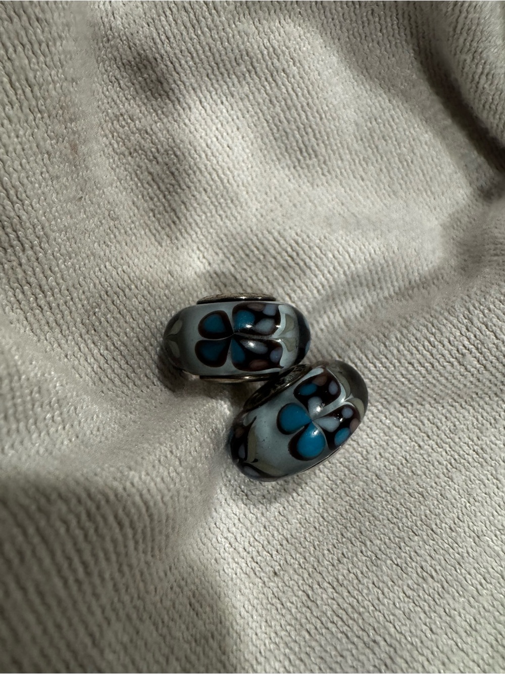 Pandora Murano Glass Bead Pair - Blue Butterfly Design
